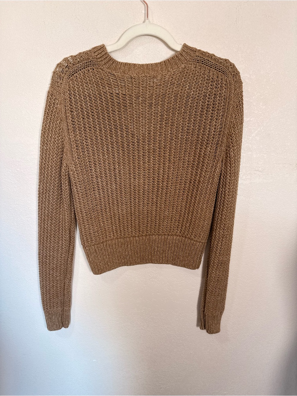 Polo Ralph Lauren Tan Knit Crewneck Sweater Thick Country Club Prep Old Money - Picture 4 of 4